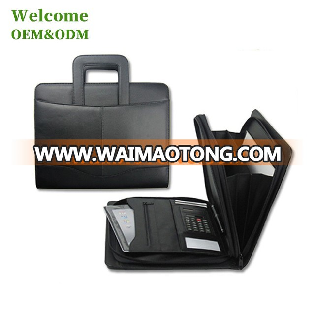 KID wholesale customerized A4 folder business PU leather portfolio